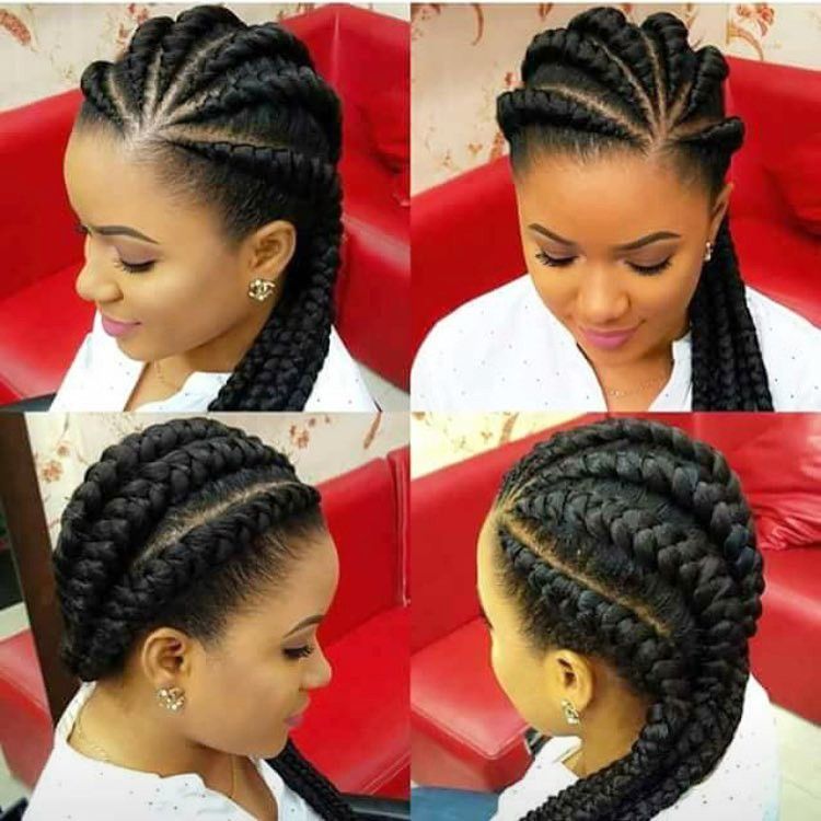 Large cornrows on natural hair